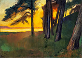 Sunset at Lake Grunewald By Lesser Ury