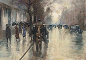 Under the Linden Trees in the Rain By Lesser Ury