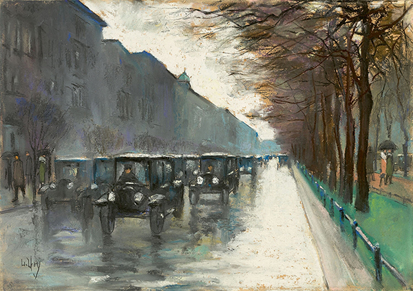 Unter Den Linden with Cabs in the Rain | Oil Painting Reproduction