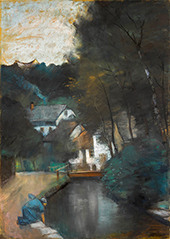 Watermill on a Mountain Stream Thuringia By Lesser Ury