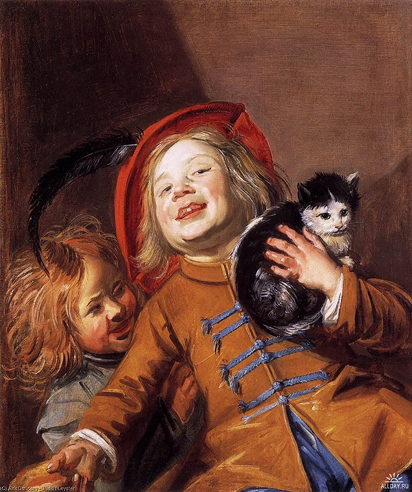 Laughing Children with Cat by Judith Leyster | Oil Painting Reproduction