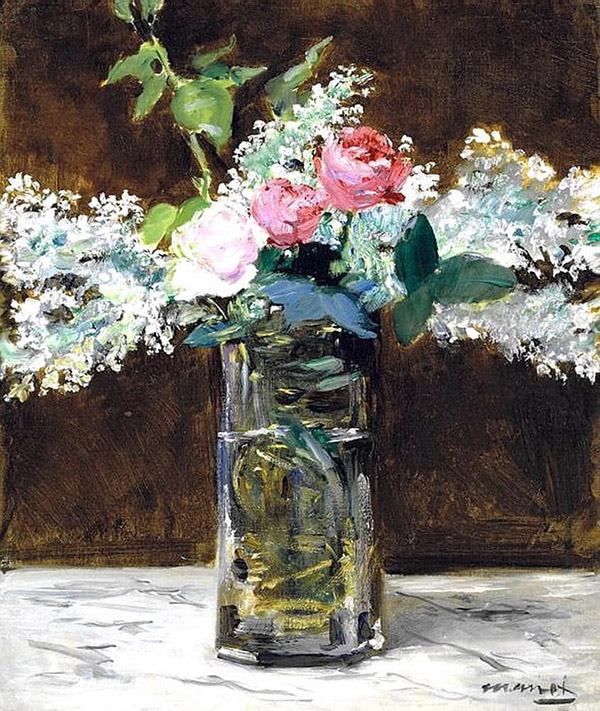 Vase of White Lilac with Roses 1883 | Oil Painting Reproduction