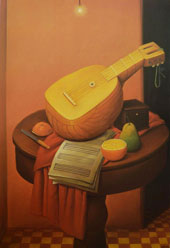 Still Life with Mandolin By Fernando Botero