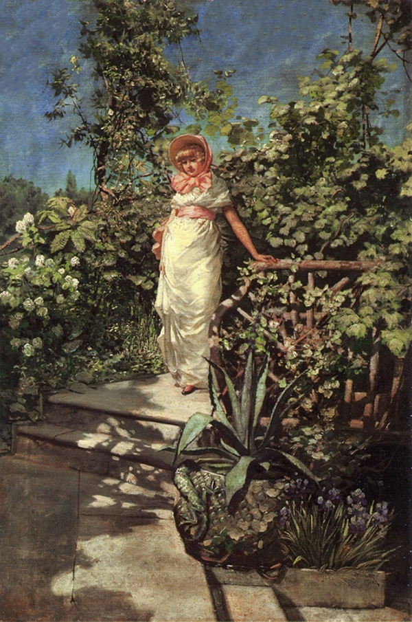 Young Woman in a Garden | Oil Painting Reproduction