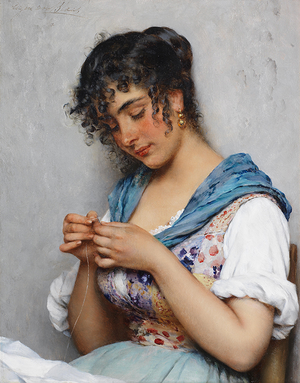 The Italian Seamstress by Eugene de Blass | Oil Painting Reproduction