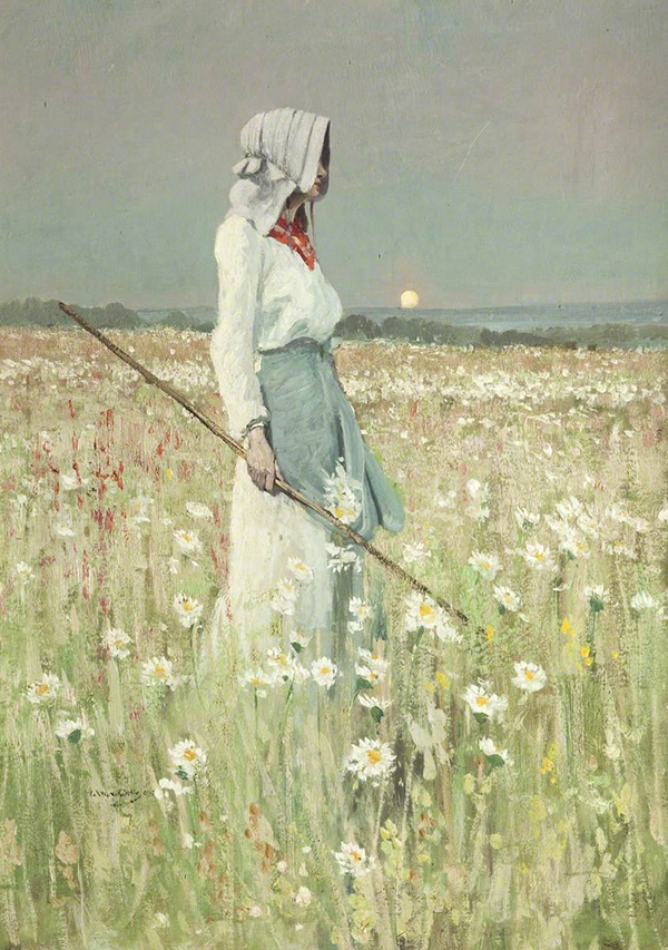 Girl in a Meadow 1905 | Oil Painting Reproduction