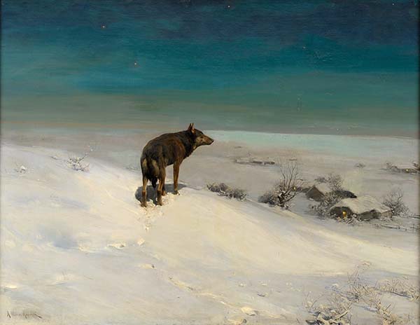 Kowalski the Wolf by Alfred von Wierusz | Oil Painting Reproduction