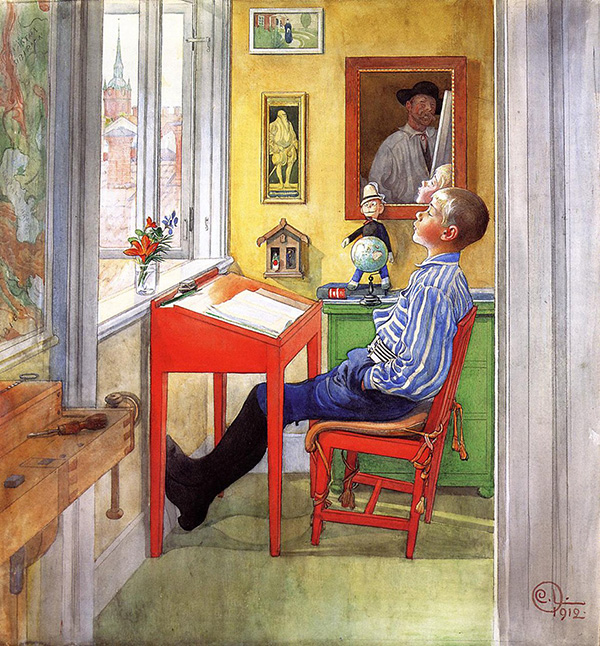 Esbjorn Doing His Homework 1912 | Oil Painting Reproduction