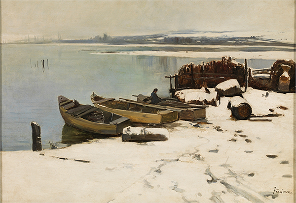 Snow Covered Banks of Lake Trasimeno | Oil Painting Reproduction