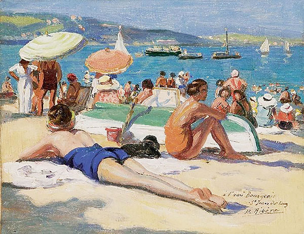 On the Beach in Saint Jean de Luz | Oil Painting Reproduction