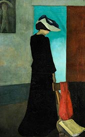 Interior Lady with Hat By William Rothenstein