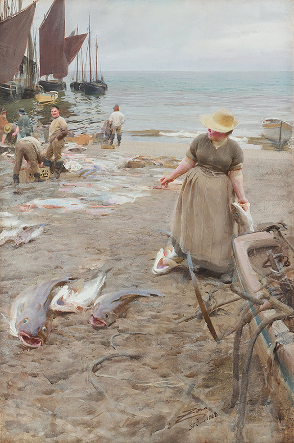 Fisk Market St Ives by Anders Zorn | Oil Painting Reproduction