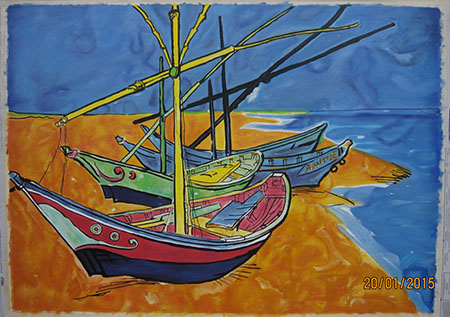 Boats at Les Saintes Maries 1888 - <a href='https://www.reproduction-gallery.com/oil-painting/1469598244/boats-at-les-saintes-maries-1888-by-vincent-van-gogh/'>More Detail</a>