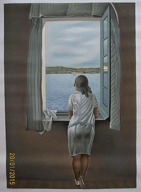 Girl Standing at the Window 1925 - <a href='https://www.reproduction-gallery.com/oil-painting/1034380391/girl-standing-at-the-window-1925-by-salvador-dali/'>More Detail</a>