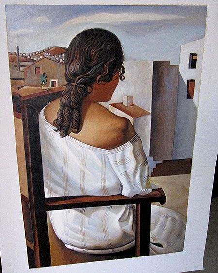 Seated Girl from the Back by Salvador Dali 1925 - <a href='https://www.reproduction-gallery.com/oil-painting/1353888684/seated-girl-from-the-back-by-salvador-dali-1925-by-salvador-dali/'>More Detail</a>